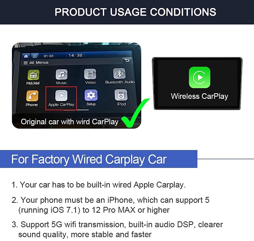 61a-mvwvWWL._AC_SL1000_.jpg 🔥工場CarPlayのための新しい3.0 Carlinkit (U2W plus)の無線アダプターは工場CarPlayを無線にワイヤーで縛られた変える🔥 - 画像 (5)